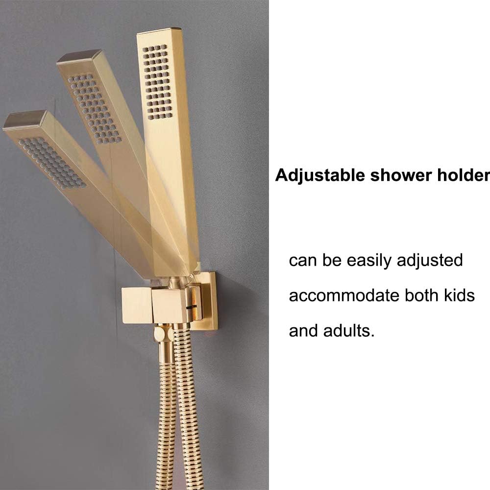 AYIVG Baño latón 10 pulgadas montaje pared techo lluvia sistema mezclador sistema mezclador (montaje en techo, oro cepillado)