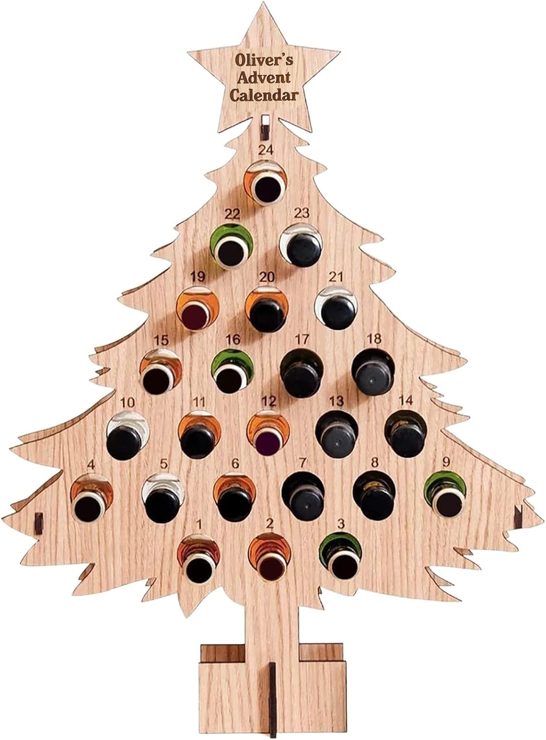 Estante de vino de cuenta regresiva de Navidad, adornos de madera, decoraciones artesanales, regalo de Navidad
