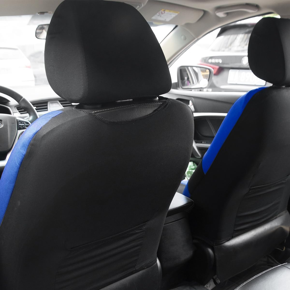 Fundas de asiento delantero de automóvil, 2 protectores de asiento de cubo de poliéster, suaves y transpirables, cojines deportivos de alta calidad,
