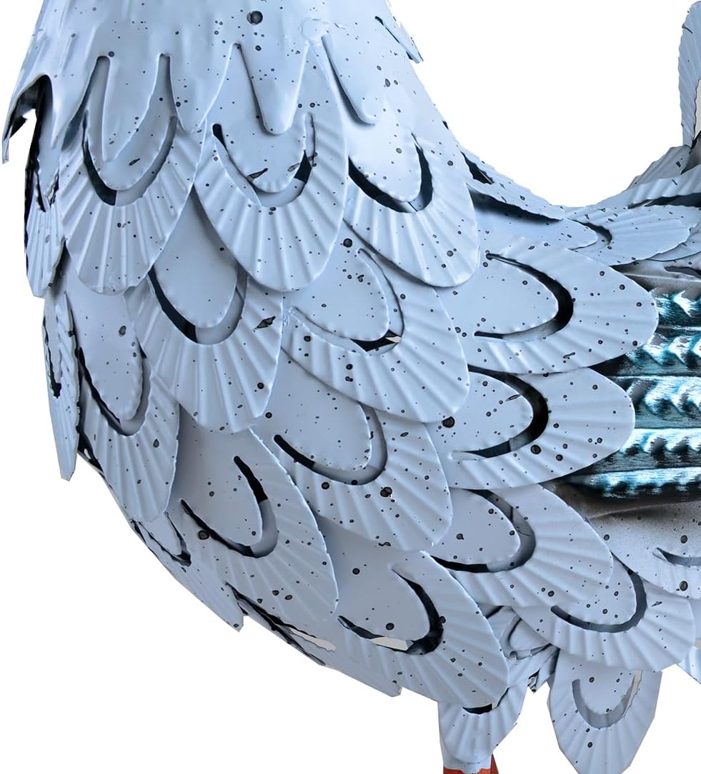 Estatua de gallo escultura de pollo, decoración de jardín, arte de metal para decoración de patio al aire libre (#E)