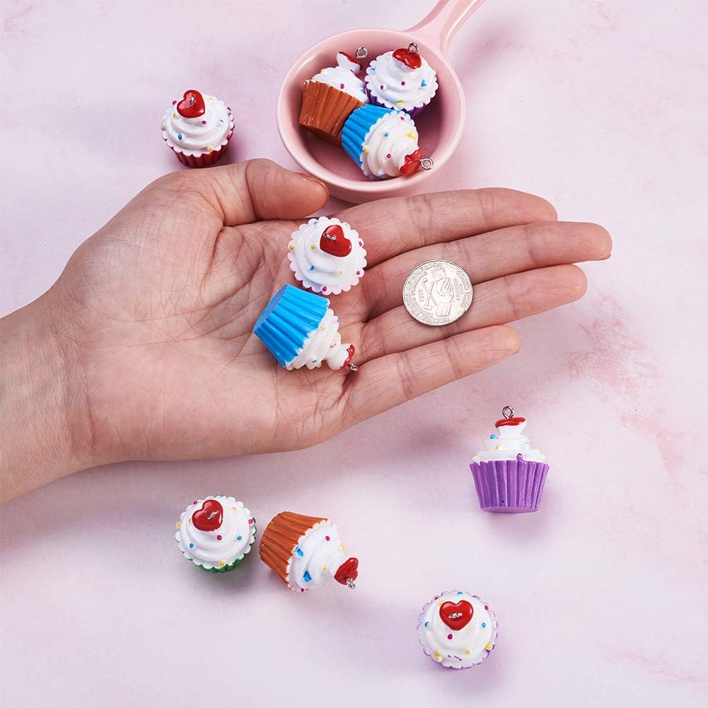 10 colgantes de resina para tartas de postre, cuentas colgantes con pasador de ojo de tornillo para llaveros, collares, suministros de joyería