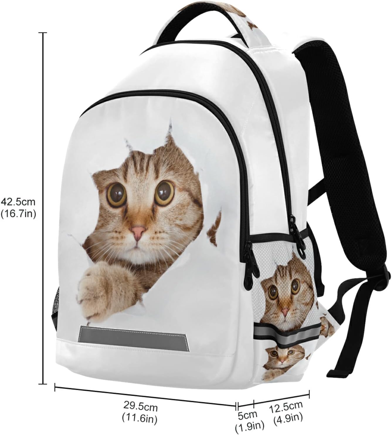 Mochila Acuarela Flor Floral Colorido Escuela Colegio Mochila Portátil Casual Daypack, N Lovely Cat Blanco, Mochilas Daypack