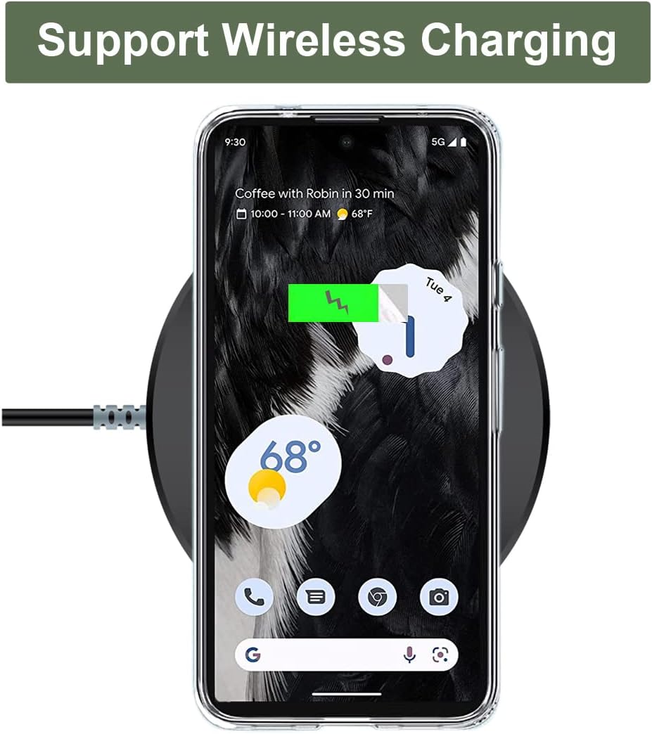 Unov Compatible con Pixel 7 Funda transparente con diseño de TPU suave, absorción de golpes, diseño delgado en relieve, cubierta trasera protectora