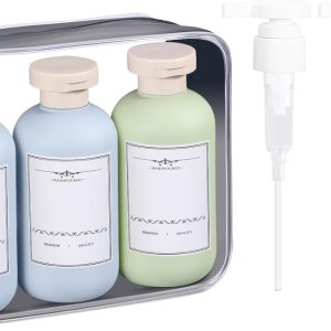 ASEVAT Juego de botellas de champú y acondicionador de viaje de 10 onzas, botellas de plástico vacías para apretar, recipientes recargables para ASEVAT Juego de botellas de champú y acondicionador de viaje de 10 onzas, botellas de plástico vacías para apretar, recipientes recargables para