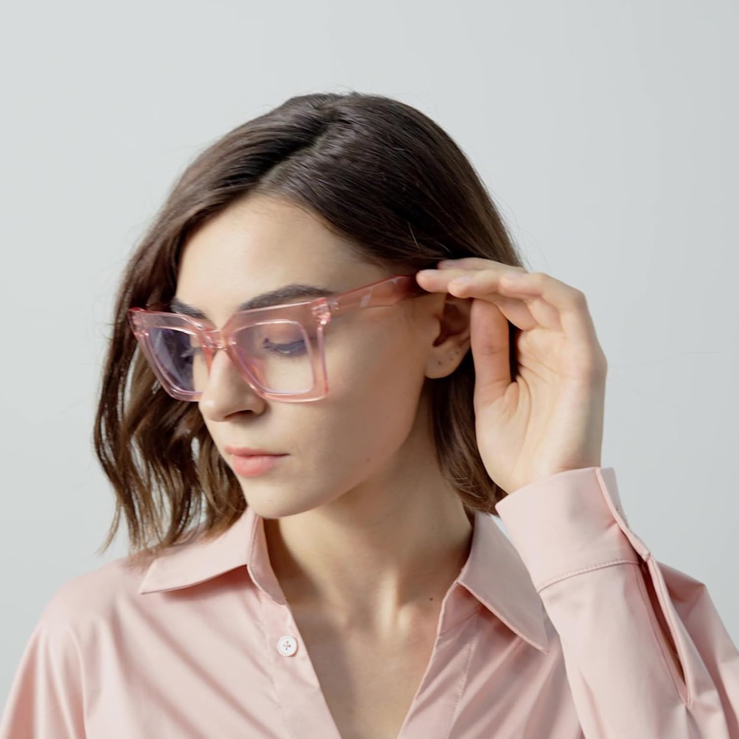 HGIOOIGH Elegantes anteojos de lectura cuadrados de gran tamaño para mujer, bloqueo de luz azul, a la moda, lindos lectores de computadora, estilo