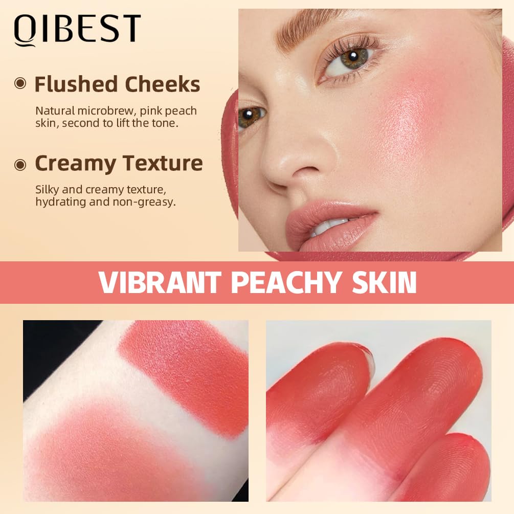 Rubor en barra cremoso multiusos, textura sedosa y cremosa para mejillas, rubor multiusos 3 en 1, lápiz labial, sombra de ojos, acabado mate,