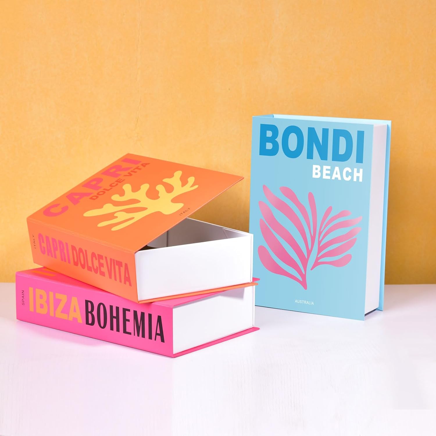 ANERZA Estética de decoración de habitación Preppy, libros decorativos para decoración del hogar, bonitos libros de viaje de imitación para