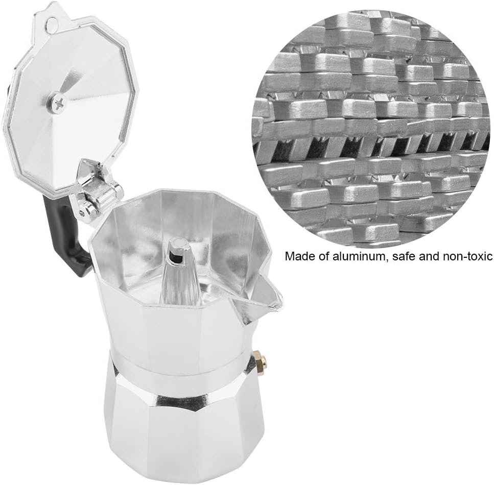Cafetera Moka, 1.7 fl oz, 1 taza, de aluminio, tipo italiano, moka pote, cafetera, estufa, uso en casa y oficina
