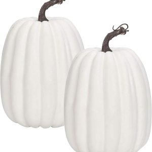 LABULADUO 2 calabazas artificiales para decoración de otoño, decoración de Halloween, espuma de plástico, falsa calabaza falsa para otoño, LABULADUO 2 calabazas artificiales para decoración de otoño, decoración de Halloween, espuma de plástico, falsa calabaza falsa para otoño,