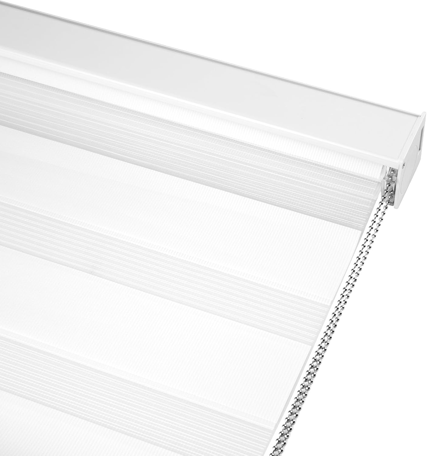 Homland Persianas enrollables opacas con diseño de cebra, color blanco, para filtrado de luz, para ventanas, material grueso con cadena de cuentas