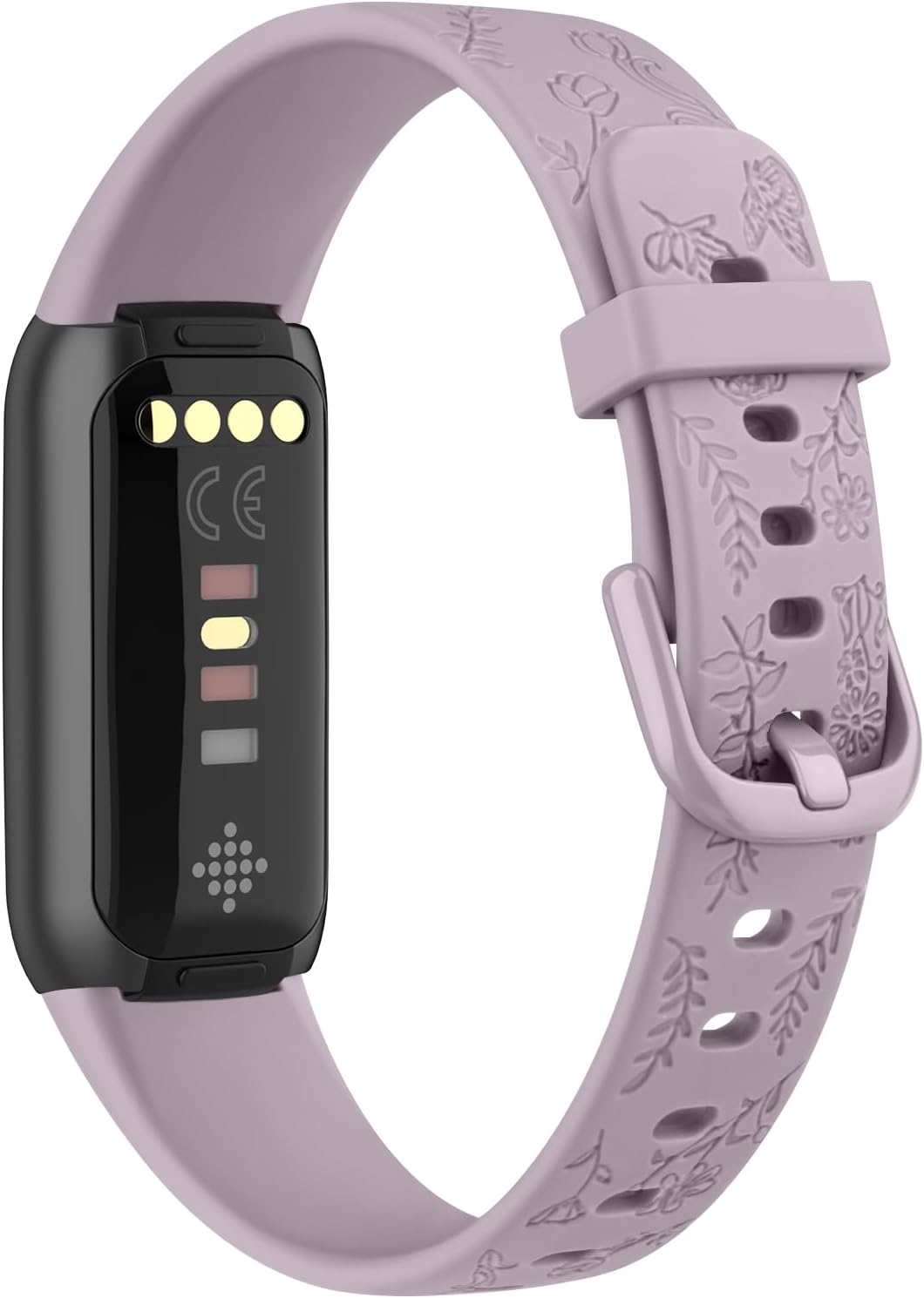 Amzpas Correa grabada para Fitbit Luxe para mujer, diseño floral, de silicona, impermeable, correa de repuesto compatible con Fitbit Luxe Fitness