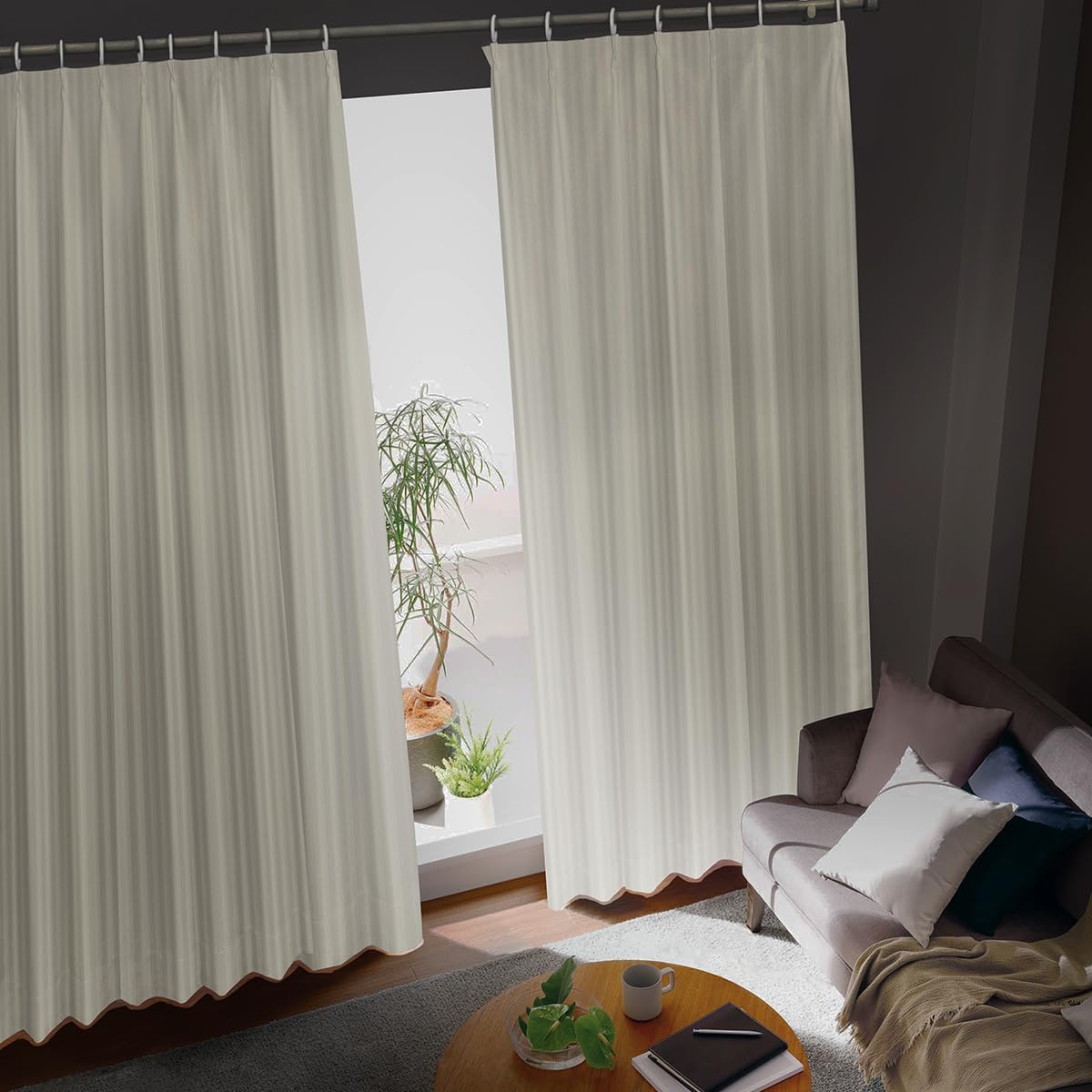 KURENAI – Cortinas 100% opacas YOROIseries Yubi hechas en Japón con aislamiento térmico para dormitorio, espiga de 39.4 pulgadas de ancho x 84