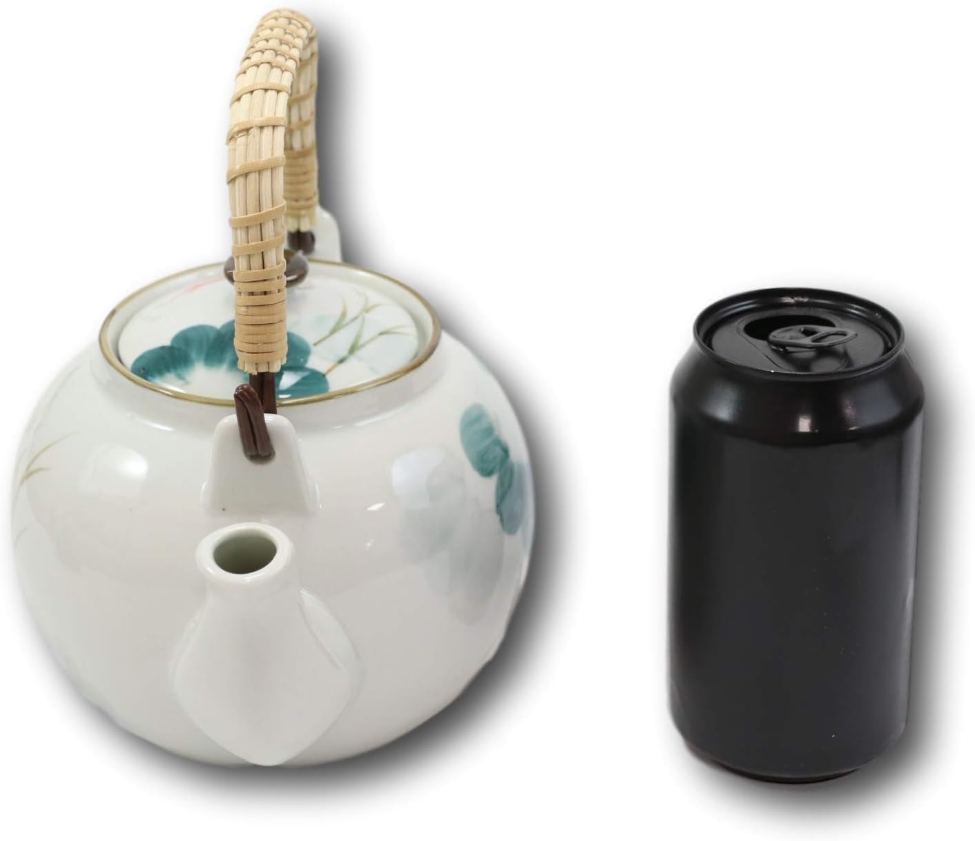 Ebros Feng Shui Yin Yang – Par de peces koi japoneses en lirio estanque de cerámica, 38 onzas con mango de bambú, decoración del hogar, tetera