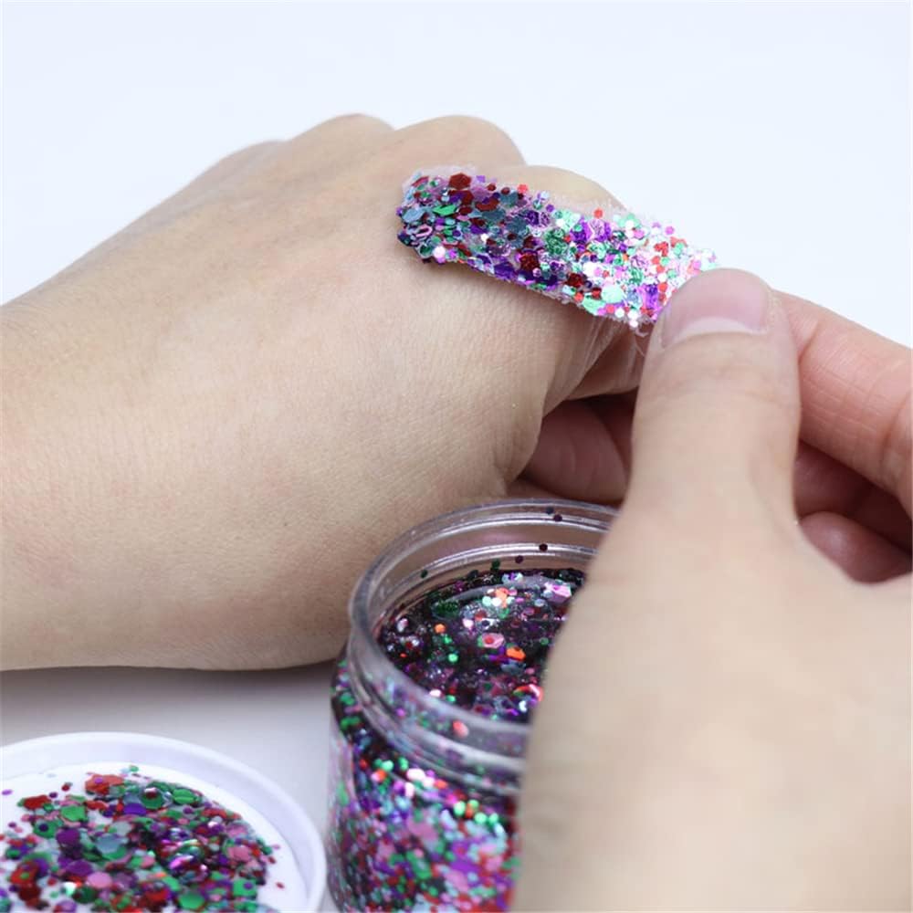 Gel con purpurina para la cara, maquillaje holográfico, con purpurina gruesa, fórmula exfoliante para el cuerpo, pegamento con purpurina, color