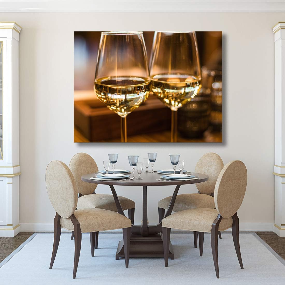 Looife Lienzo decorativo para pared, 48 x 36 pulgadas, decoración de pared de copa de vino de champán envuelta en galería, decoración de pared,