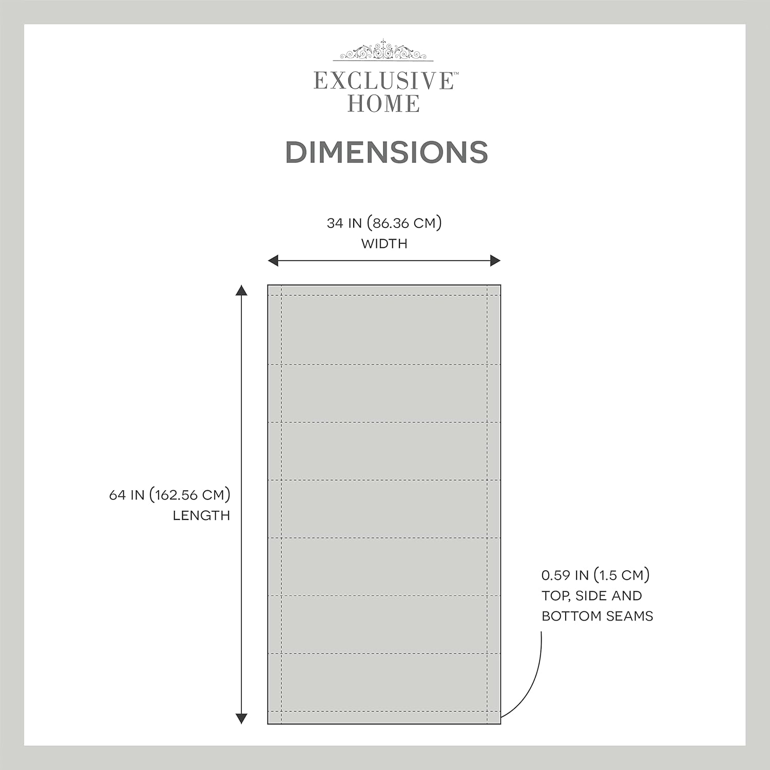 Exclusive Home Frontera – Persiana romana 100% opaca, 34 x 64 pulgadas, color blancogris