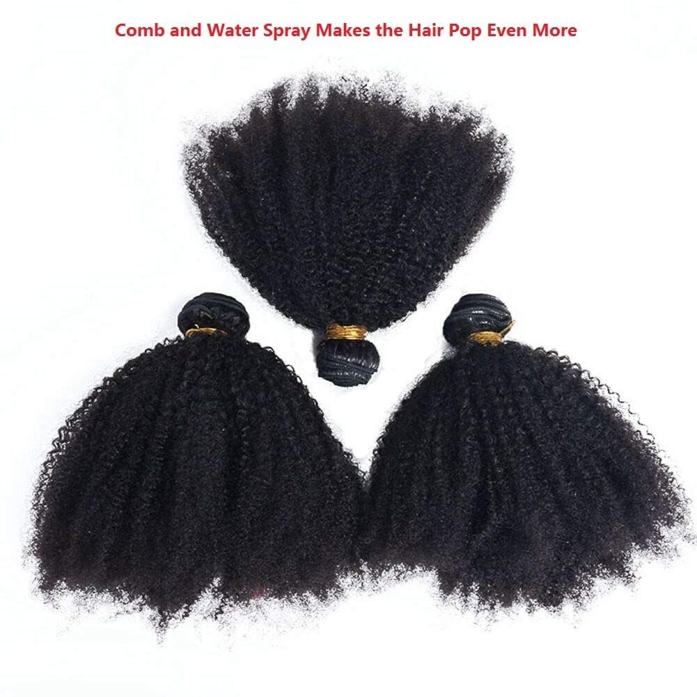 Paquetes de cabello humano rizado afro mongol de 101214 pulgadas, 4B 4C Afro Kinkys a granel de cabello humano para mujeres negras, extensiones de