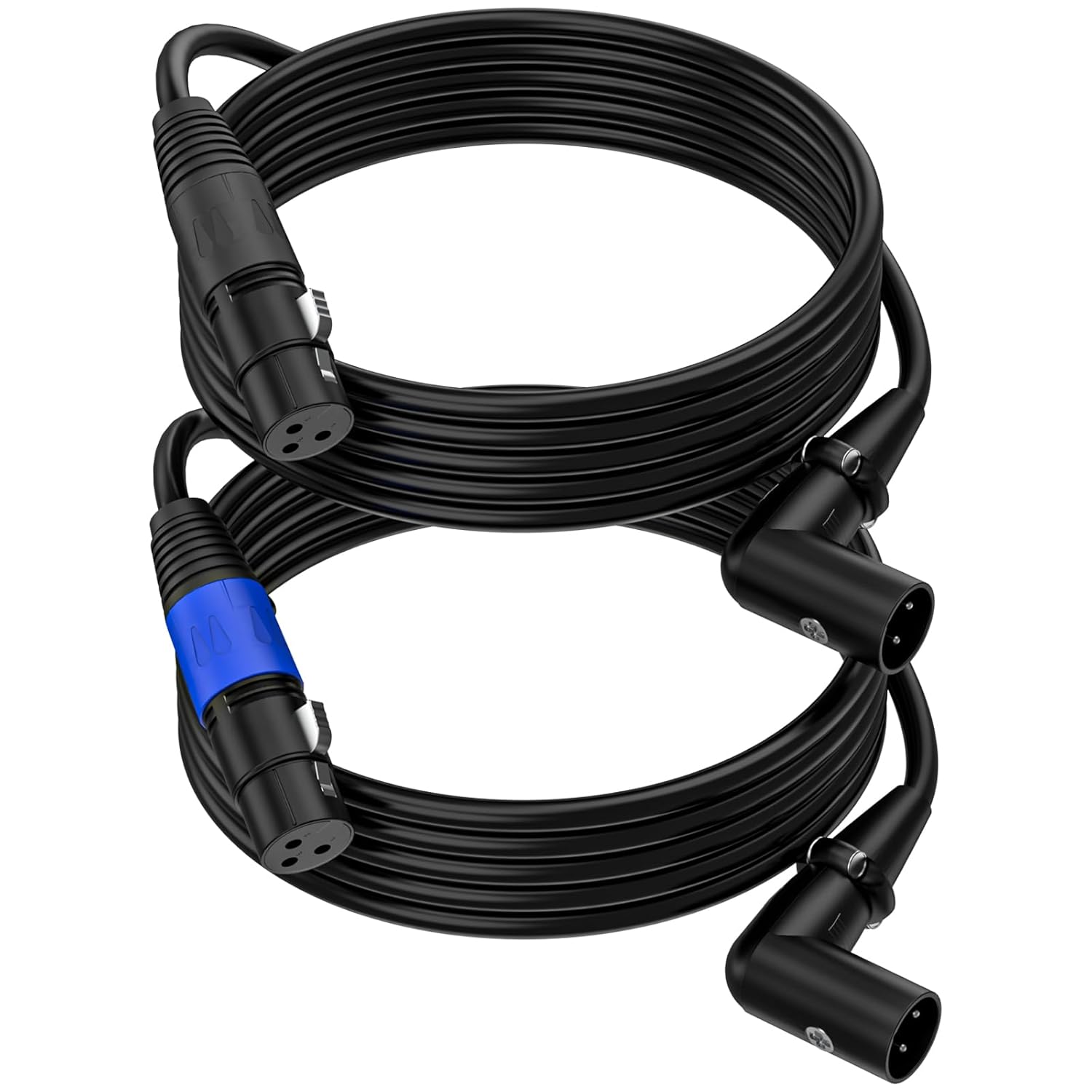 LanSenSu Cable de enchufe XLR en ángulo recto XLR a recto, cable equilibrado macho de 90 grados a macho recto de 3 pines a 3 pines (ángulo recto,