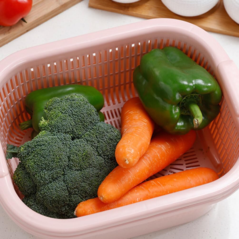 BESTonZON Cesta de lavado de verduras, juego de tazones de colador de cocina, cesta de lavado de frutas, coladores de frutas, coladores de plástico