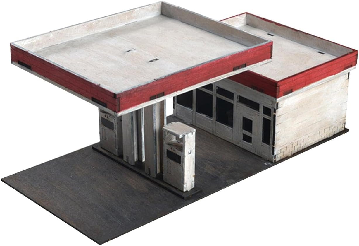 172 164 Kits de modelos de construcción, desmontaje rompecabezas 3D pintura de bricolaje, escena de arquitectura de gasolinera para accesorios de