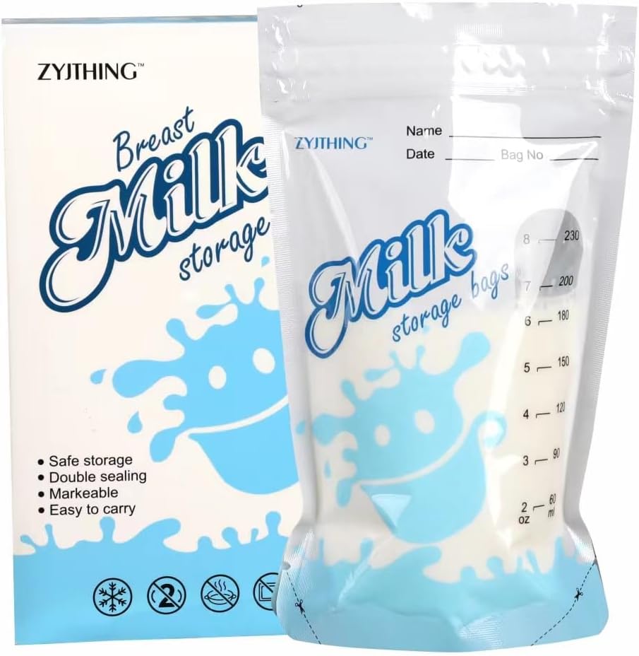 Bolsas de almacenamiento de leche materna, 50 unidades1 paquete, 7-8 onzas, bolsa de alimentos líquidos, bolsas de almacenamiento de leche materna