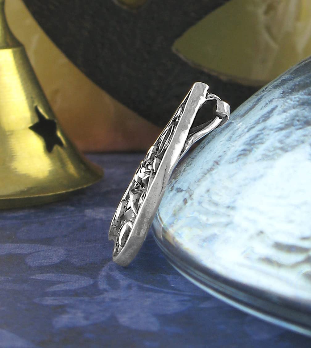 Ouija Planchette Pendant Crescent Moons Floral Vines Evil Eye Spirit Trance Talking Board 100% Handmade Fine Silver