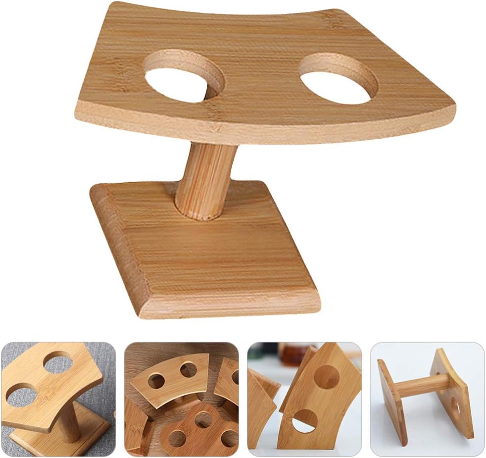 Decoración de madera japonesa Soporte de cono de helado Soporte de 2 agujeros Soporte de exhibición de cono de gofres de madera, soporte de madera