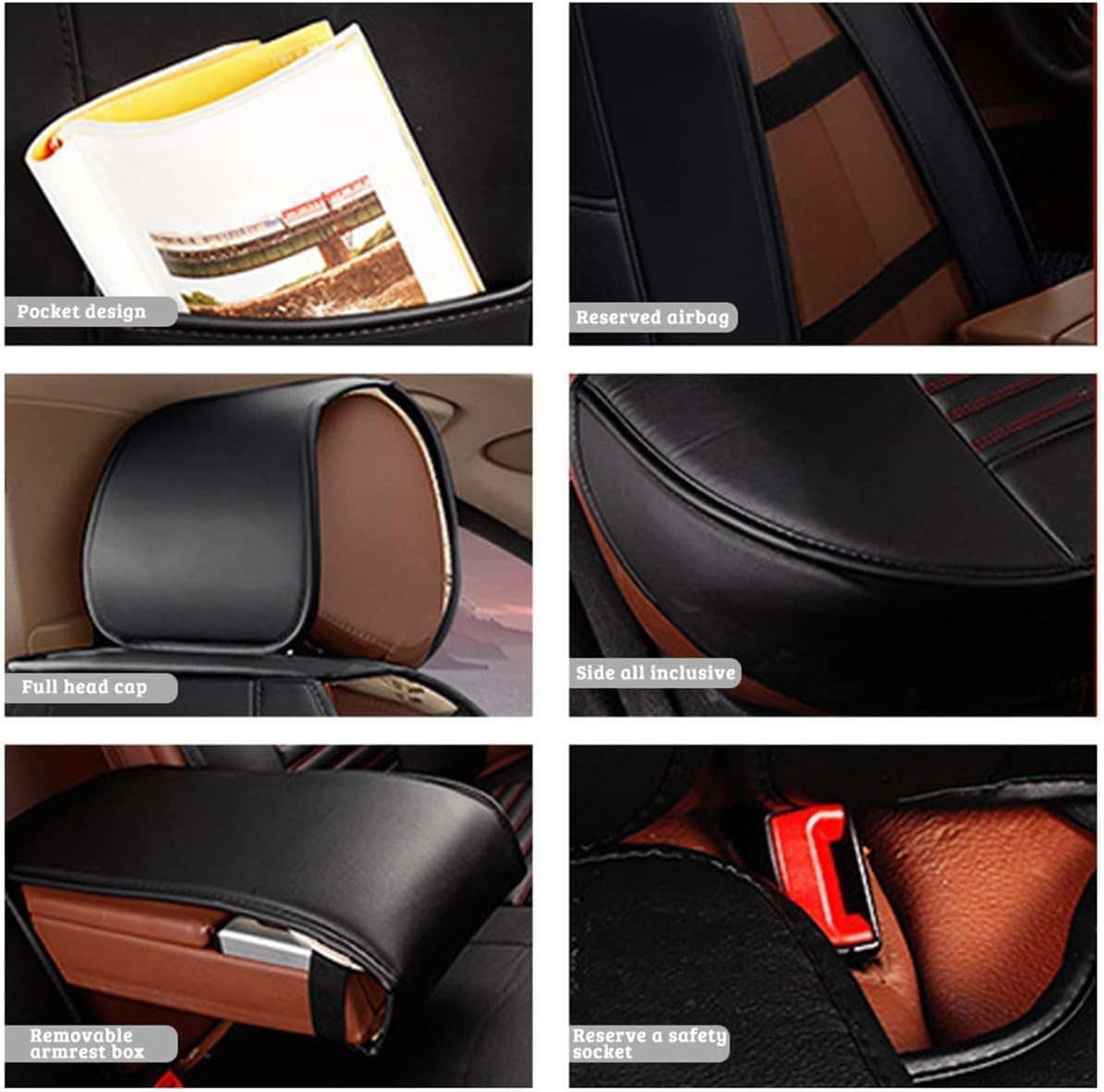 Fundas de asiento de coche para Cadillac ATS CT6 XTS SRX XT5 CTS STS SLS DeVille Escallade Juego completo de fundas de asiento delantero trasero de