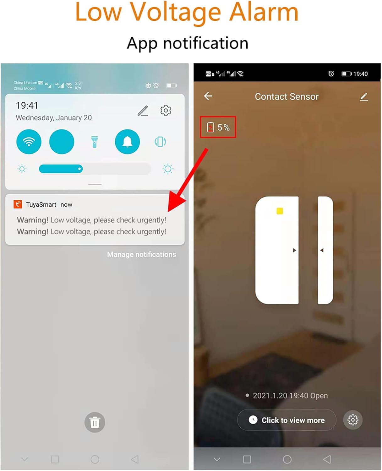 Alarma inteligente con sensor de puerta WiFi, sensor de entrada magnético, sensor de entrada magnética, alarma antirrobo de ventana de puerta,