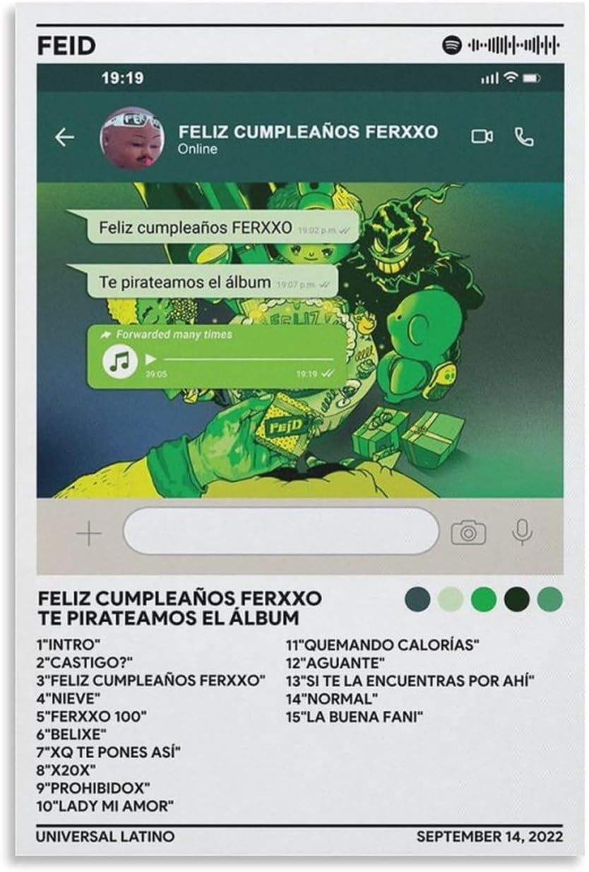 DAXXIN Feid – Póster de 3 lienzos con texto en inglés Feliz Cumpleaños Ferxxo, pintura decorativa para pared, sala de estar, dormitorio, regalo, sin