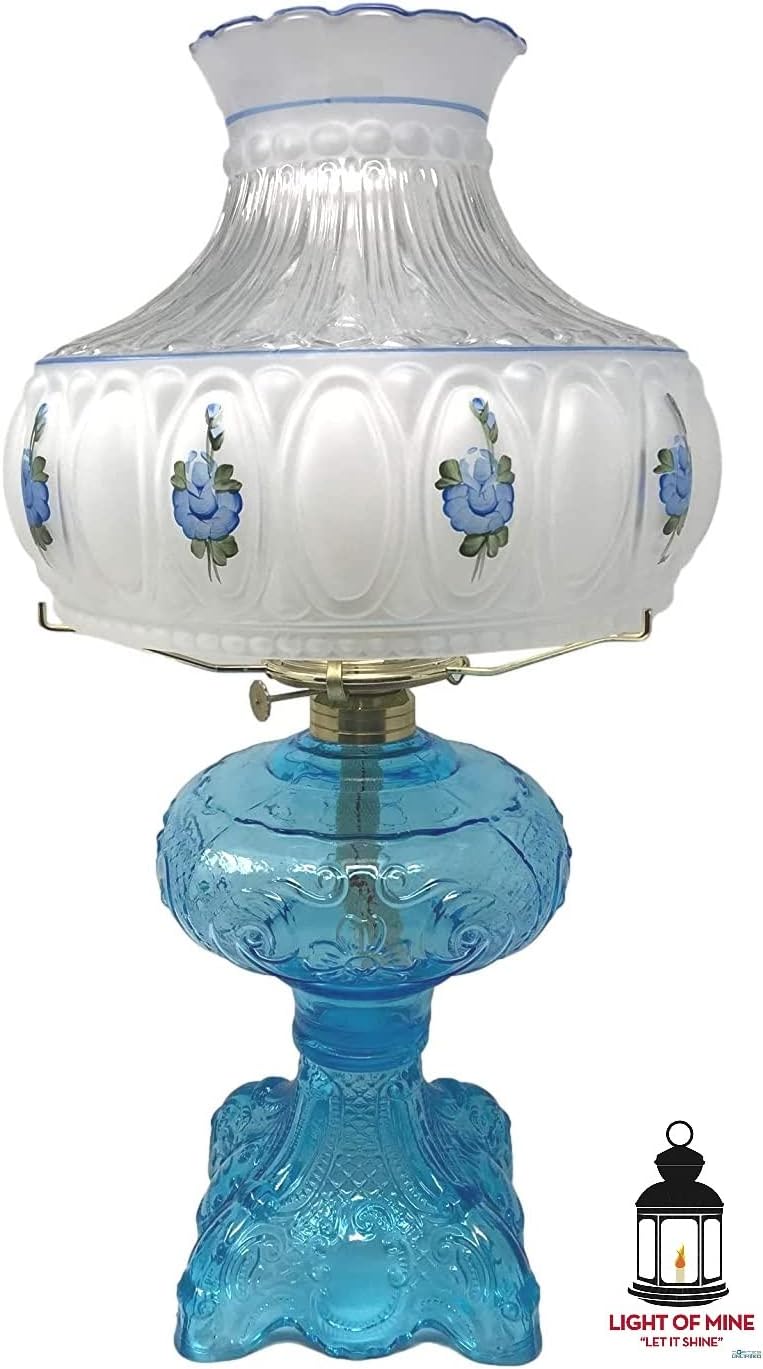 Light of Mine – Lámpara de aceite de plumas de princesa, ornamentada y decorativa, estilo pedestal antiguo, lámpara de huracán de aceite de vidrio