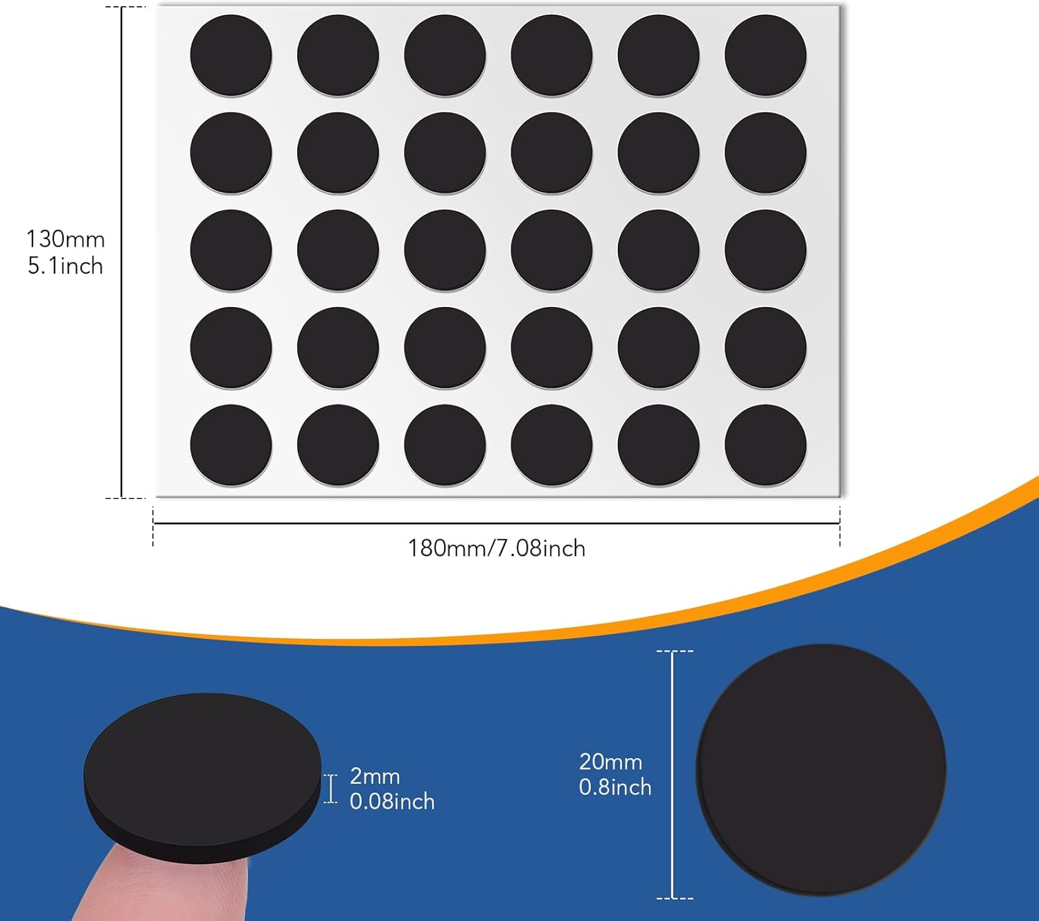DIYMAG Imanes redondos con respaldo adhesivo para manualidades, 30 unidades, cinta magnética autoadhesiva flexible, hojas magnéticas flexibles con