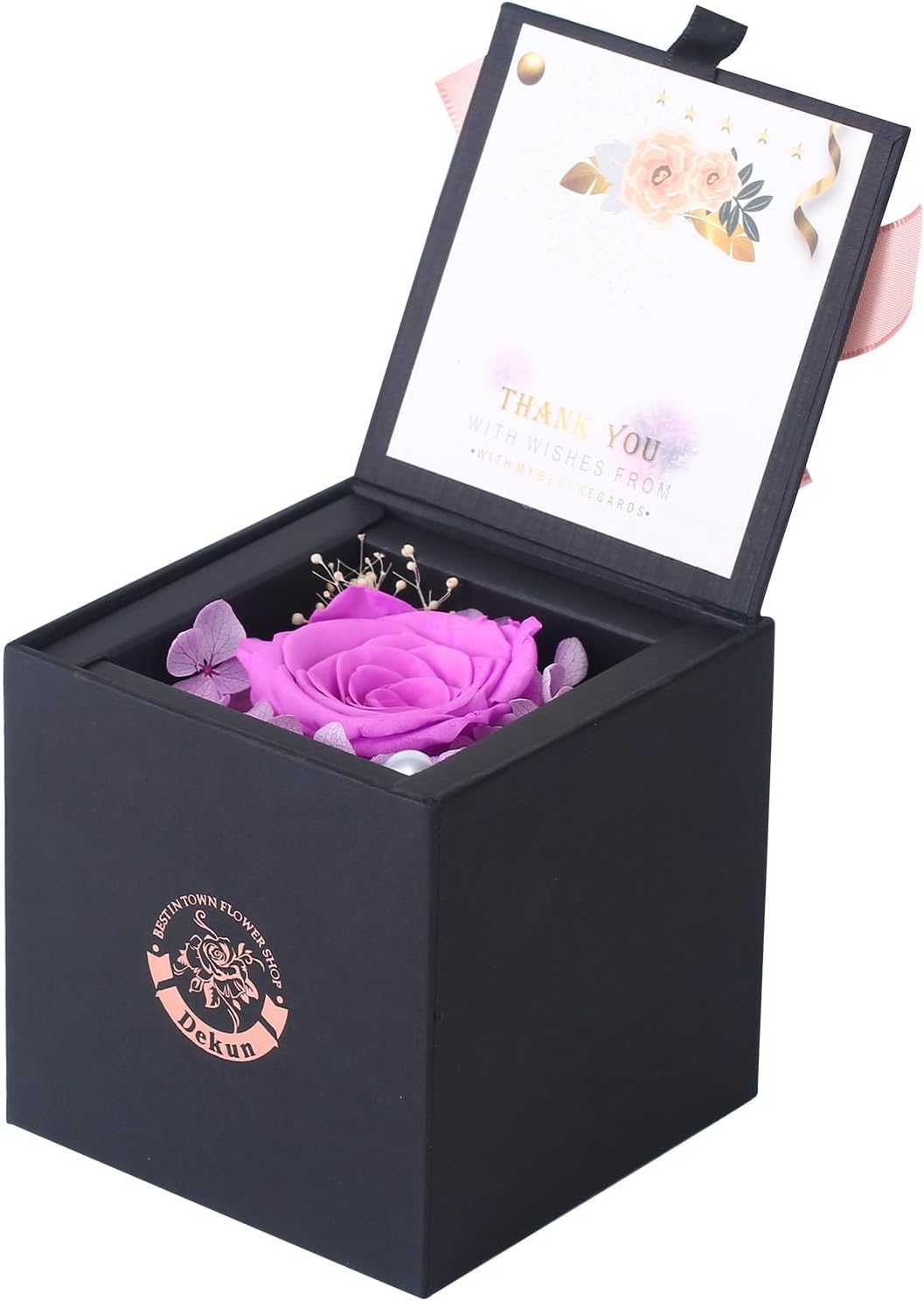 Dekun Rosas preservadas en una caja de regalo, rosas reales para el Día de la Madre, Día de San Valentín, regalos para regalar a amigos que duran un