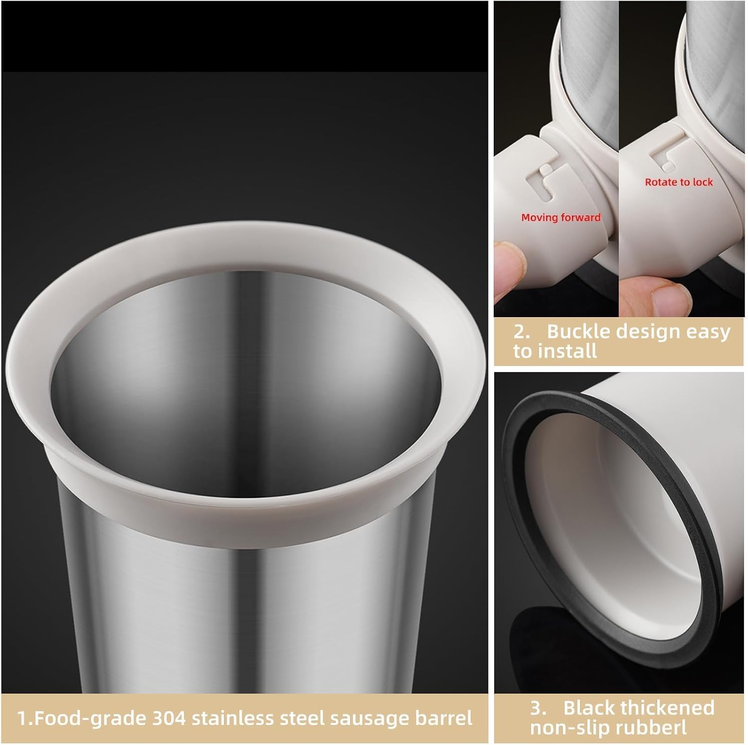 Máquina de salchichas casera de cocina con 4 tubos de relleno, máquina de salchichas vertical, relleno rápido de salchichas, 2.2 libras