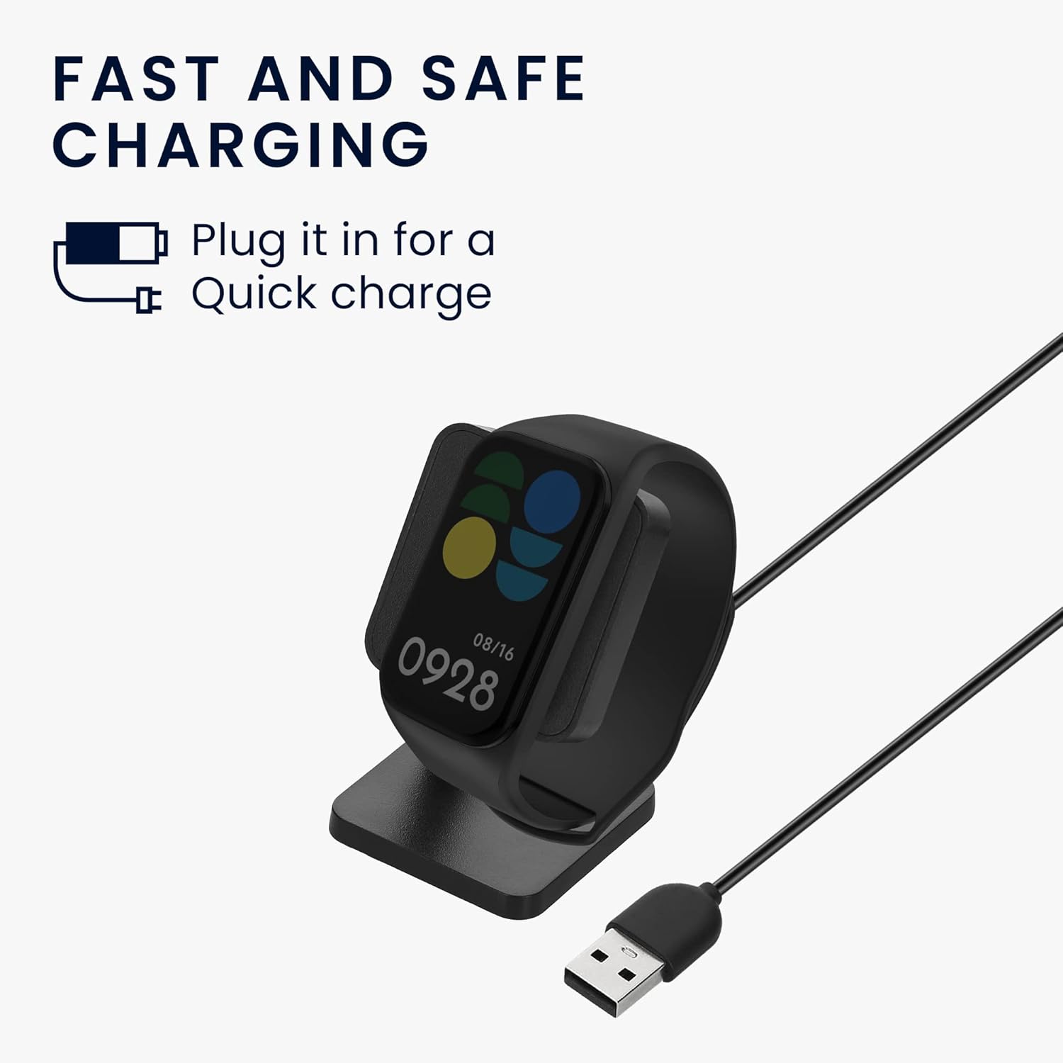 kwmobile Estación de acoplamiento compatible con Xiaomi Redmi Band 2 – Cable cargador de carga con soporte – Negro