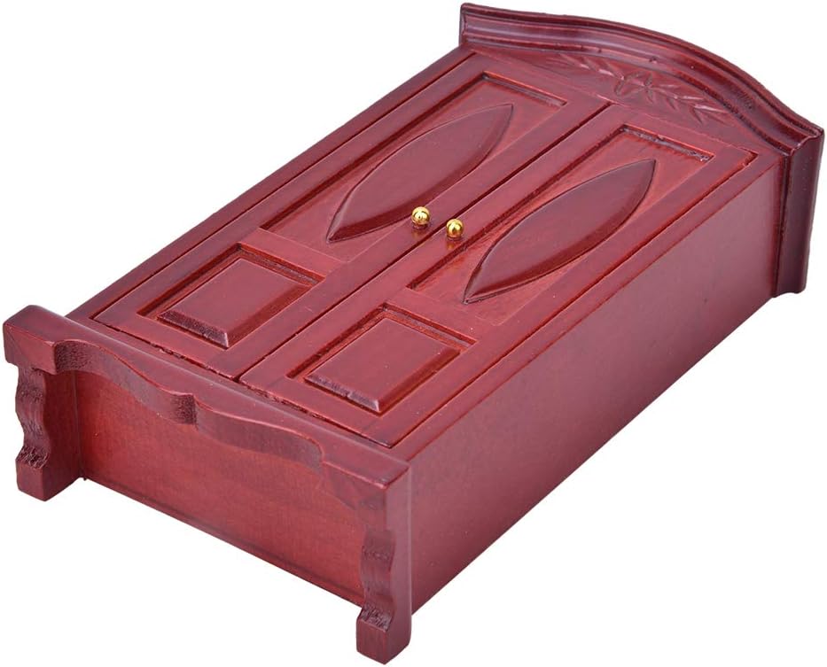 112 Escala Mini Vintage de Madera Doble Puerta Armario Armario Muñecas Casa Accesorio Casa de Muñecas Muebles Vino Rojo Muñeca Accesorios