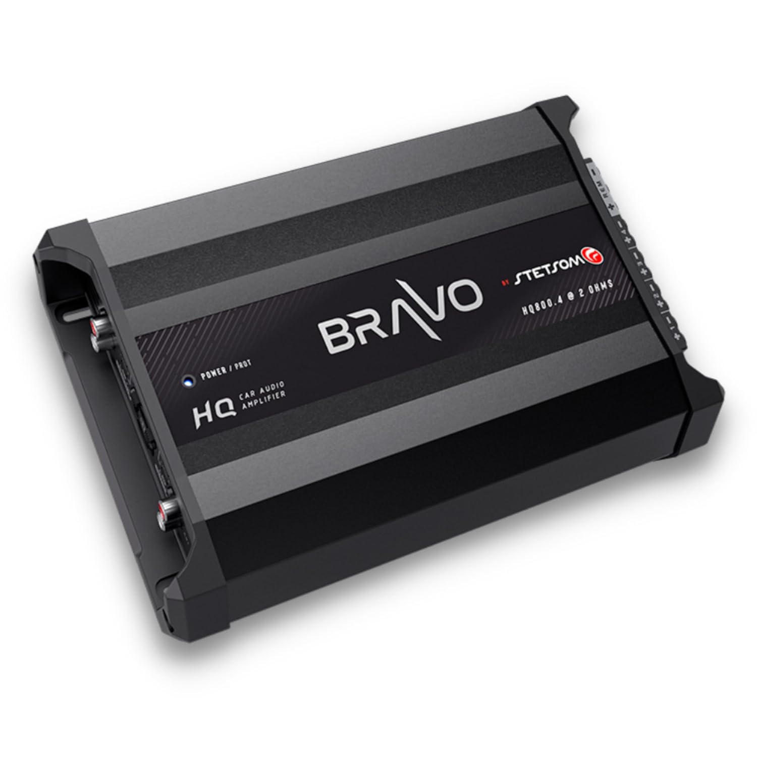 Stetsom Bravo HQ 800.4 Amplificador digital de audio multicanal para automóvil, 2 ohmios estables, 800 vatios RMS, 4 canales independientes, cruce
