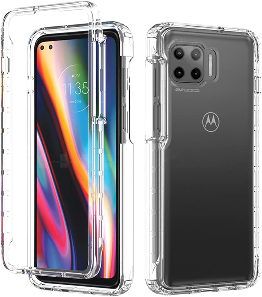 Funda para Moto G 5G PlusOne 5G UW XT2075 con protector de pantalla de vidrio templado, carcasa protectora de cuerpo completo transparente de