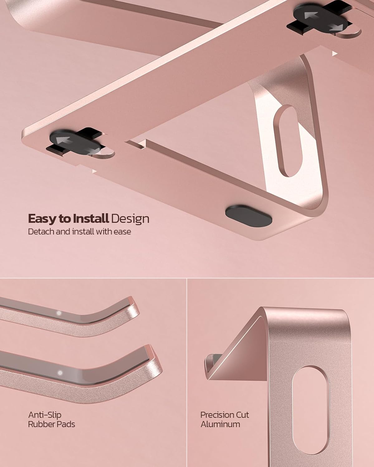Nulaxy Soporte ergonómico de aluminio para computadora portátil, soporte desmontable para computadora portátil compatible con MacBook Air Pro, Dell