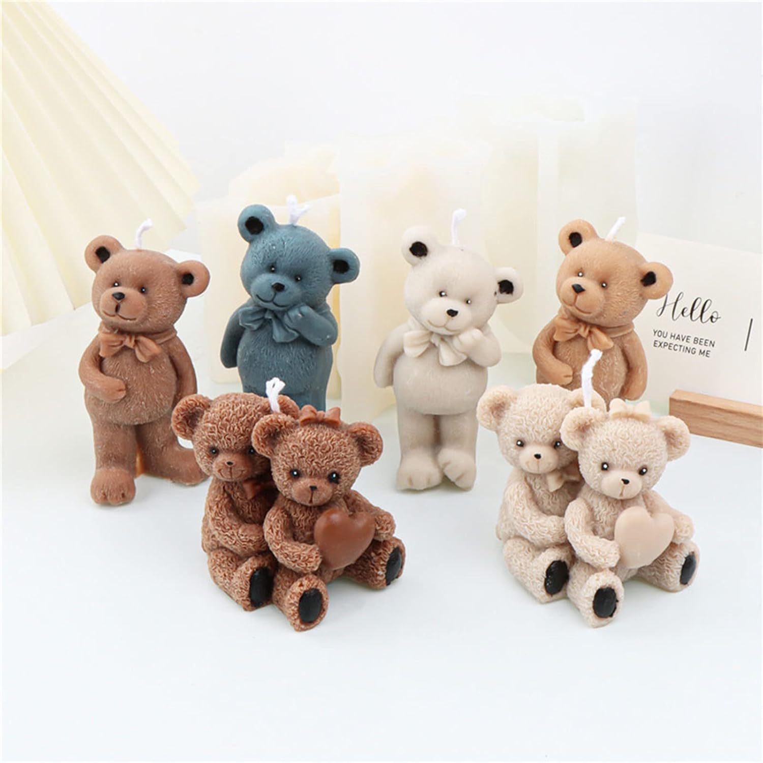 Molde de silicona para velas en forma de oso, molde para velas de bricolaje, molde de yeso, molde epoxi, kit de fabricación de velas, moldes de