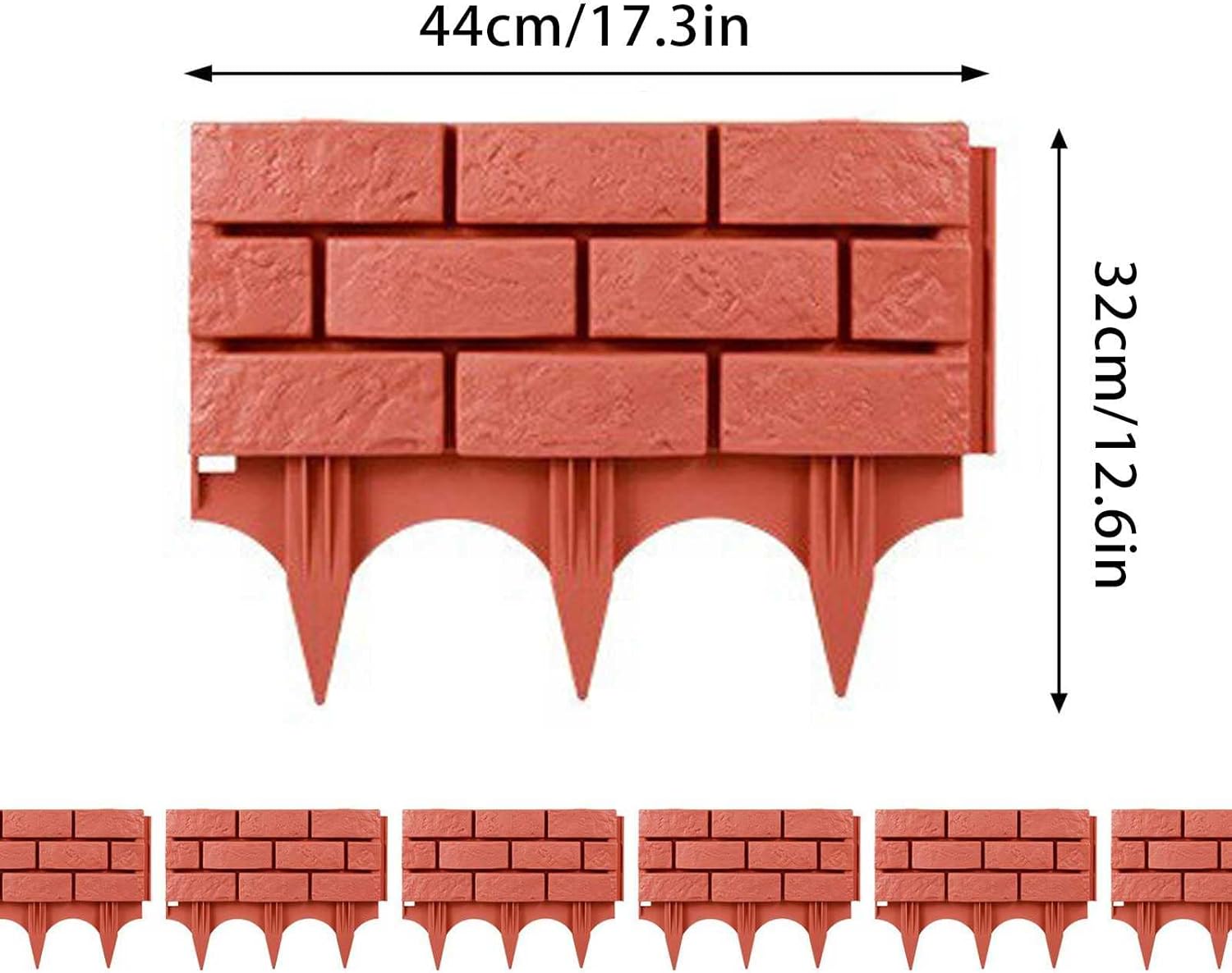 Bricks Stone Design Garden Lawn Edge Fence 510 Pcs Yard Landscaping Fence Liner Kit de barrera de paisaje decorativo para césped (rojo, 10 unidades)