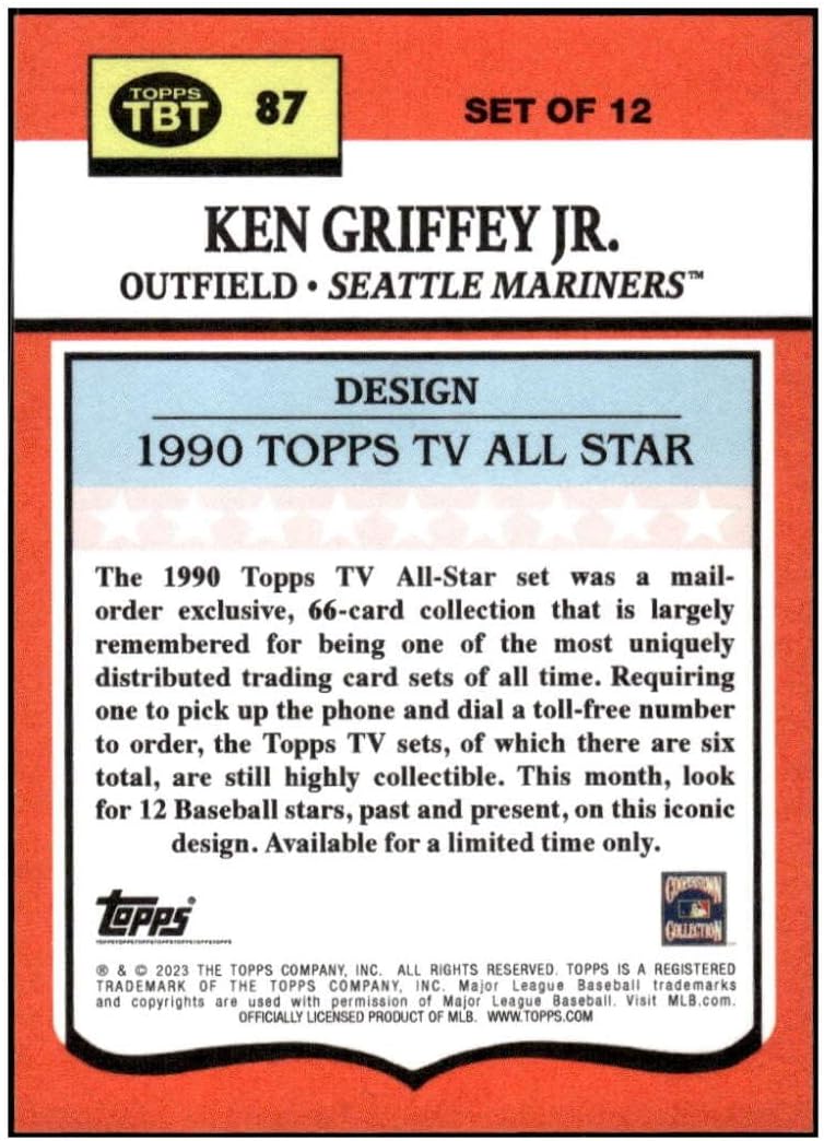 KEN GRIFFEY JR 2023 Topps TBT 1990 TV Star #87 Mariners NM+-MT+ MLB Baseball Throwback Thursday PR1247