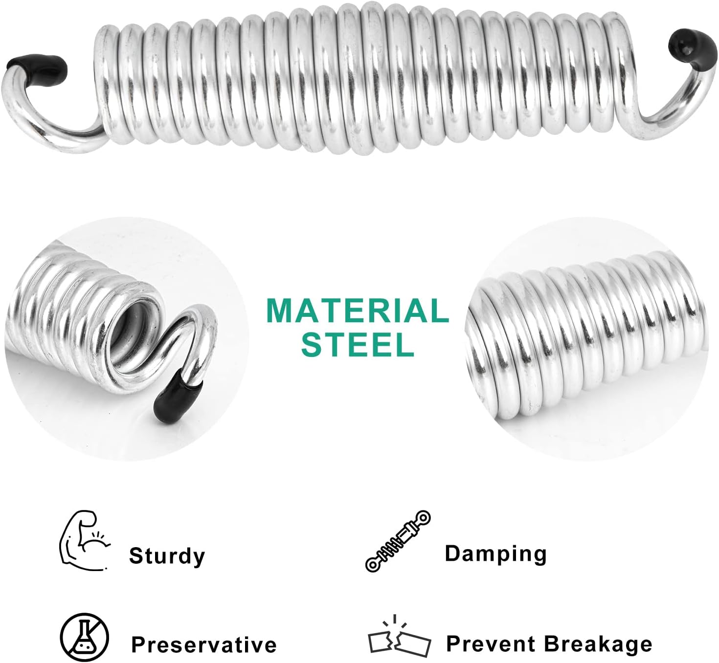 PMIIO Muelles oscilantes para porche, silla de resorte con capacidad para hasta 1600 libras, resortes cromados resistentes para sillas colgantes,