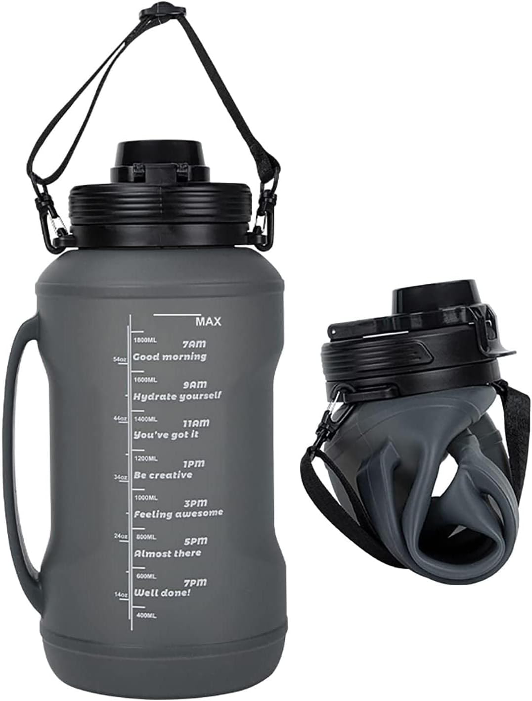 vadoworld Botella de agua de silicona plegable con popote extraíble, silicona sin BPA y a prueba de fugas, aislada, reutilizable para viajes,