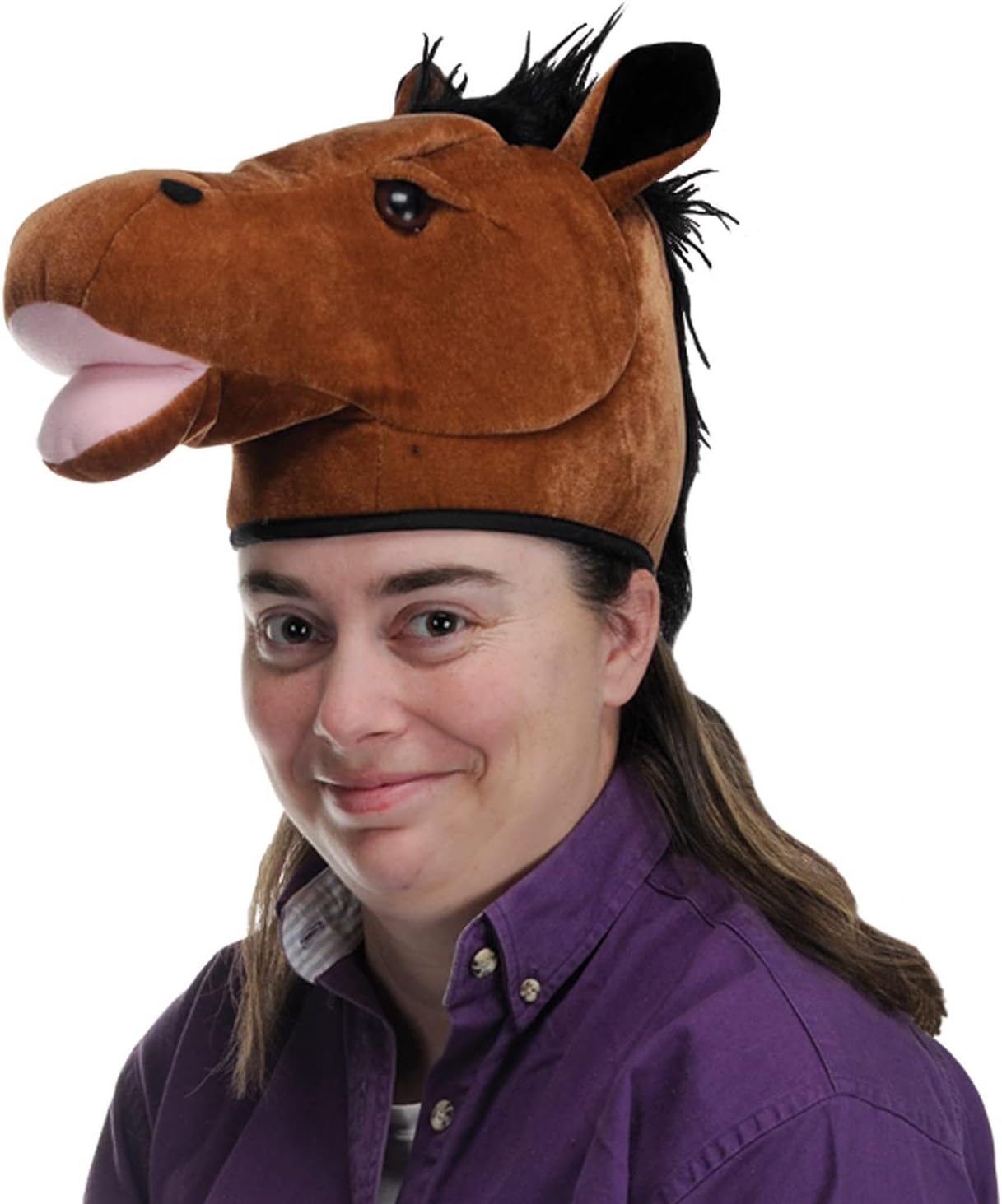 Beistle Sombrero unisex de felpa con cabeza de caballo, accesorio para disfraz del oeste, suministros de fiesta temática de granja, diadema de