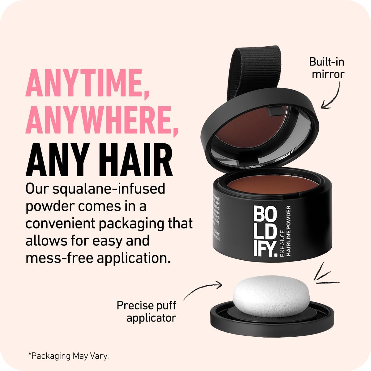 BOLDIFY Polvo de línea capilar  Botella más grande de 0.35 oz  Polvo de retoque de raíz  Oculta instantáneamente la pérdida de cabello  Toppers para