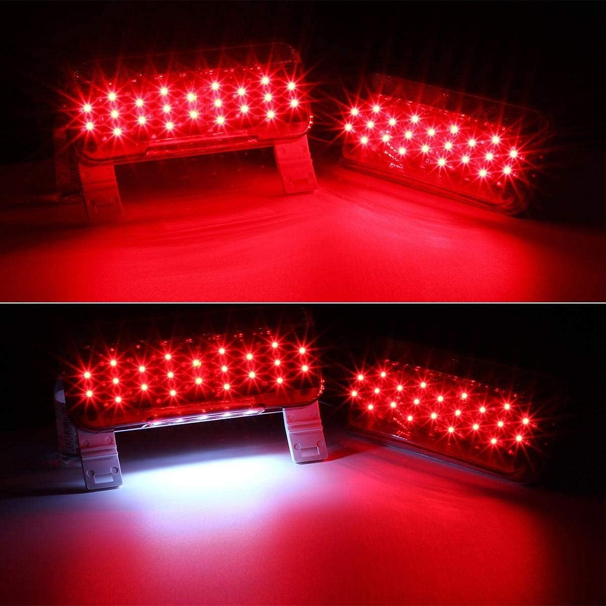 Partsam Kit de luces traseras de remolque para caravana, 5 luces LED ámbar de doble diana + 2 luces traseras LED rojas de freno con luz de licencia