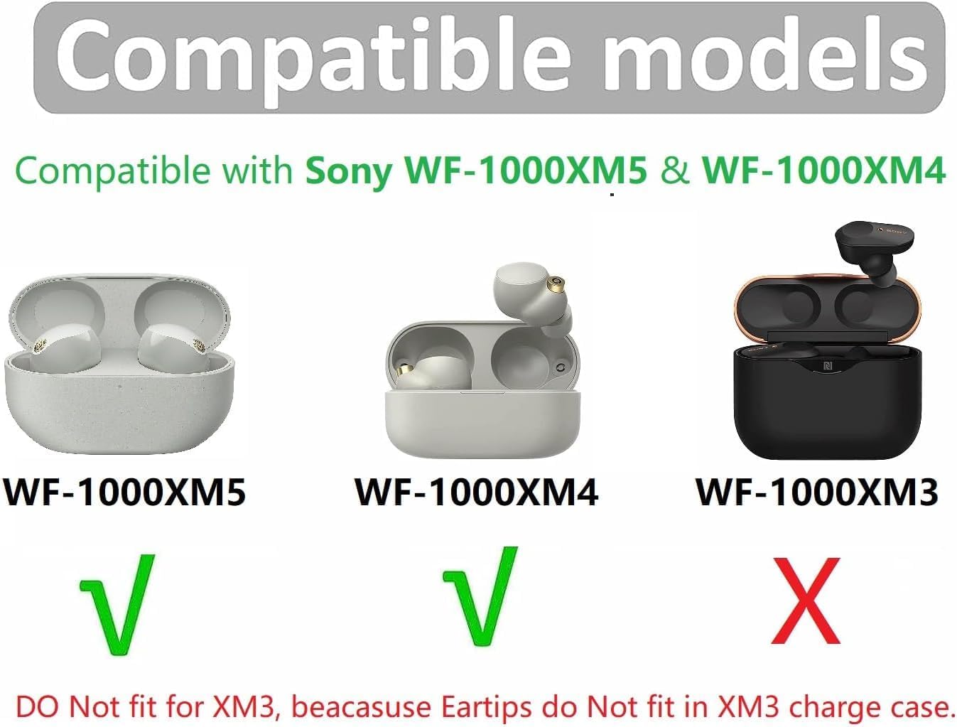 Punta de espuma compatible con Sony WF-1000xm5 1000xm4 WF-C700n, cancelación de ruido perfecta, ajuste en la funda, puntas de espuma viscoelástica,