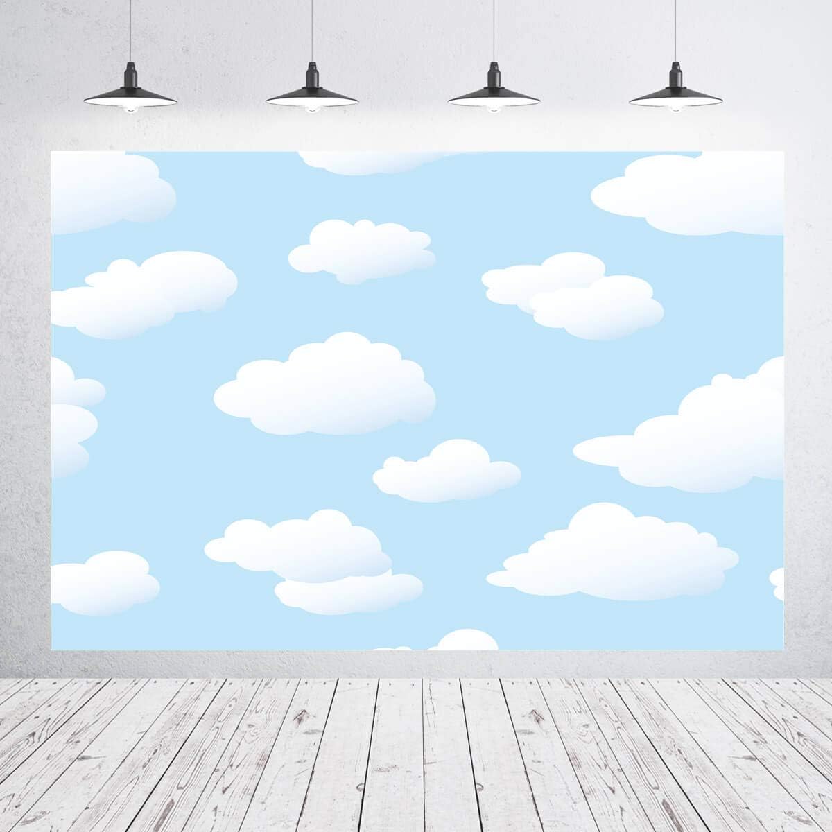 Telón de fondo de nube blanca cielo azul para fiesta de cumpleaños, fondo de fotografía para niños, accesorios de estudio de fotografía de 8 x 6 pies