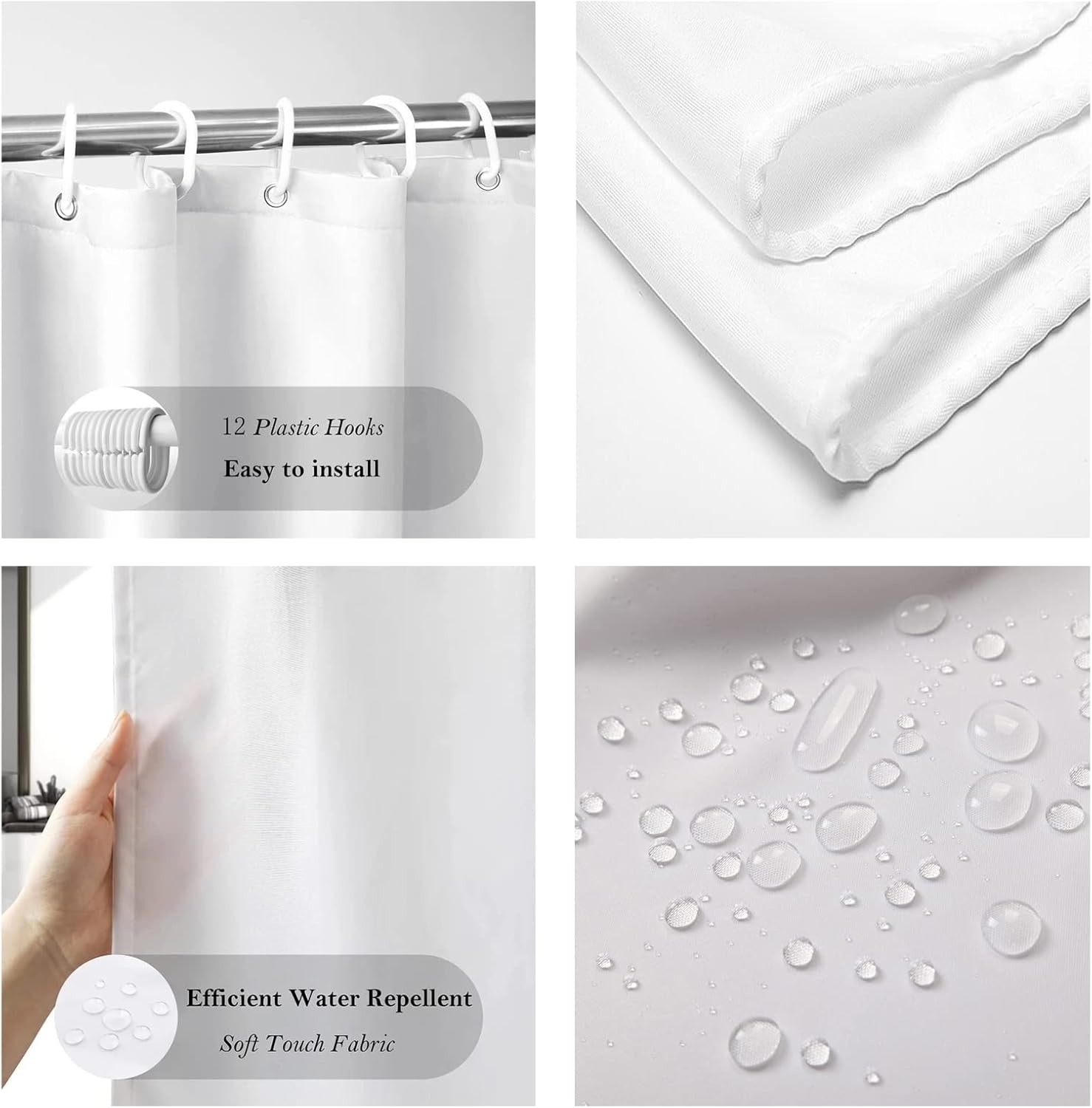 AISky Cortina de ducha de Navidad, tapete de baño, cubierta para tapa de inodoro para baño, juegos de 4 piezas con 12 ganchos, dobladillo de plomo